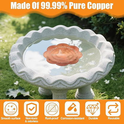 2P 4inches Bird Bath Purification Disk, 99.99% Pure Copper Bird Bath Disc Safe - Image 3