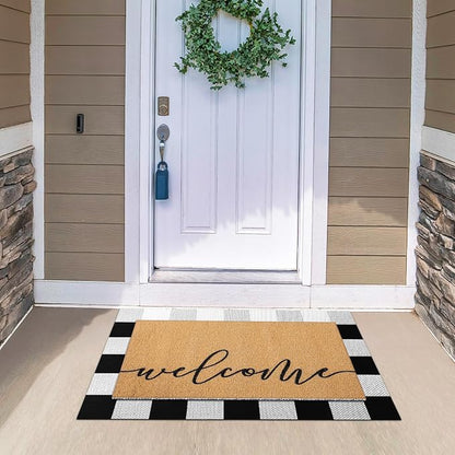Tinideya 2 Pcs Door Mat Welcome Non Slip Coir Mats Floor Layering Doormats - Image 7