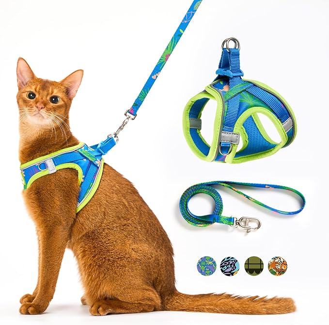 Cat Harness and Leash Set, Step-in Escape Proof Adjustable Vest Harness by PetThem