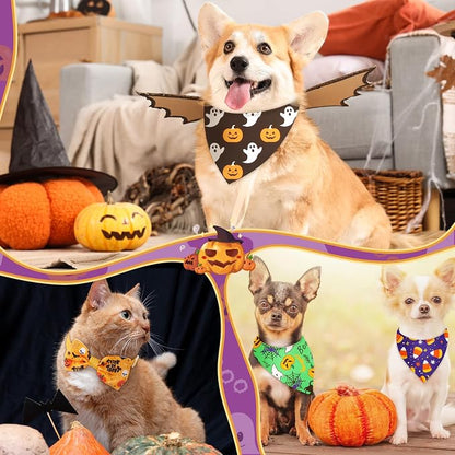 Sanwuta 50 Pcs Halloween Dog Bandanas and Collar Bow Ties Set 25 Bandanas Bulk - Image 4