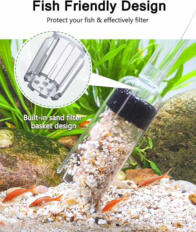 AQQA Aquarium Gravel Cleaner, 4-in-1 Upgrade Suction Power Manual Fish Tank - Image 4