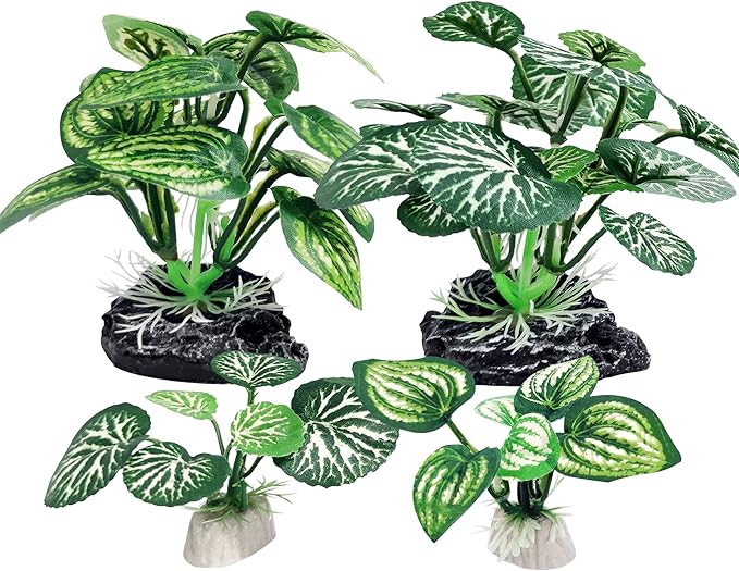 4PCS Aquarium Plants Betta Fish Tank Decorations Small Size Soft Faux Silk by Vtapliea