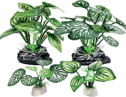 4PCS Aquarium Plants Betta Fish Tank Decorations Small Size Soft Faux Silk by Vtapliea