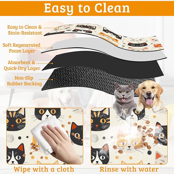 Cats Dog Cat Food Mat, Absorbent Waterproof Placemat - Image 5