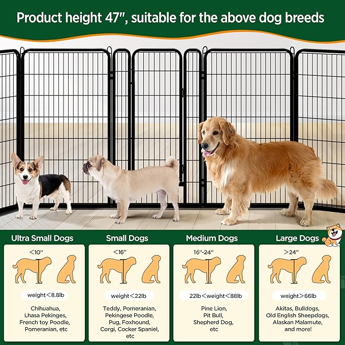 Yaheetech Dog Playpen Outdoor, 47 inch 8 Panels Dog Pen Indoor Heavy Duty Puppy - Image 8