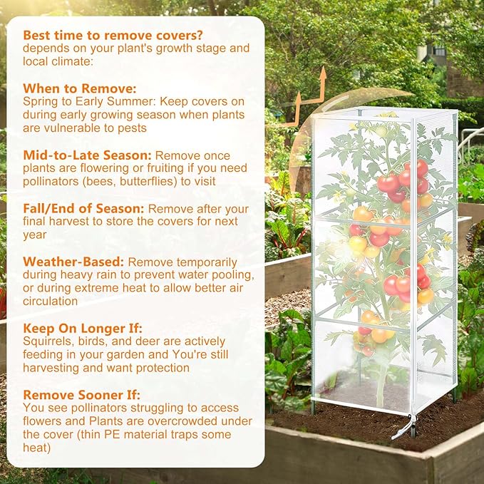 3Pack Garden Netting Cover for Square Tomato Cage - Image 5