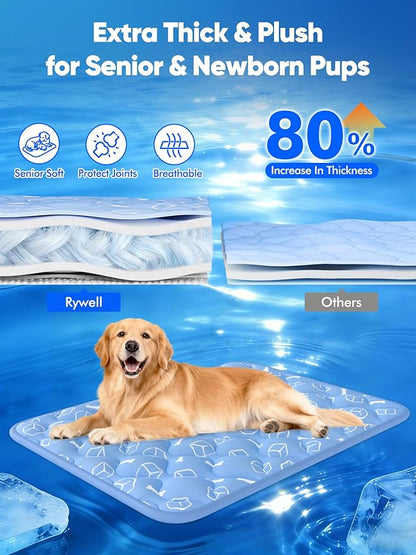 Rywell Dog Cooling Mat 2.0, Ocean Blue, Long-Lasting Cool - Image 5