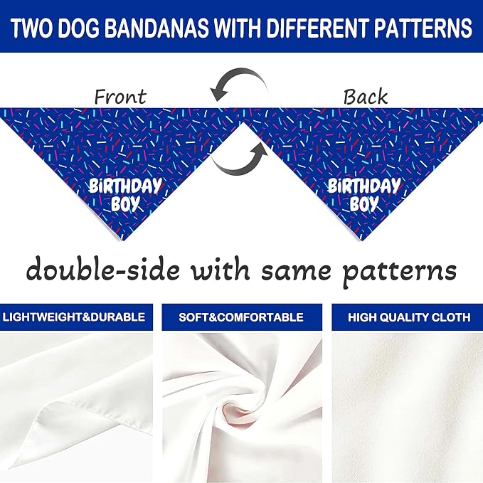Birthday Boy Dog Bandanas 1 Pack, Pet Scarves - Image 8