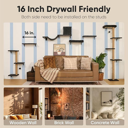 FUKUMARU Cat Wall Shelves, Stable & Safe 4 in 1 Cat Furniture Set, Wooden - Image 7