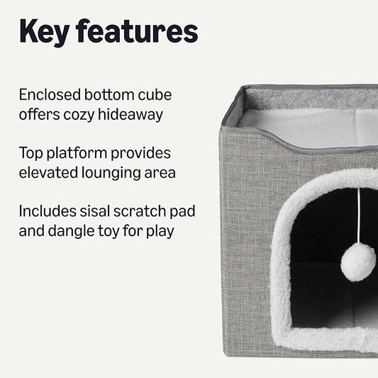 Amazon Basics Cat House 1 Story, Foldable Cat Condo - Image 2