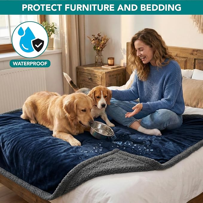 PetAmi Waterproof Dog Blanket for Queen Bed Large XL Dog Throw for Couch Cover - Image 2