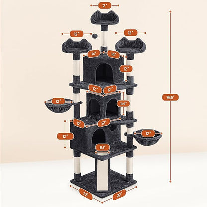 Yaheetech 76.5in Multi-Level Large Cat Tree, Big Cat Tower - Image 6