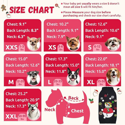 Christmas Dog Sweaters Xmas Pet Outfit Clothes Cute Black Snowman Costume Puppy - Image 6