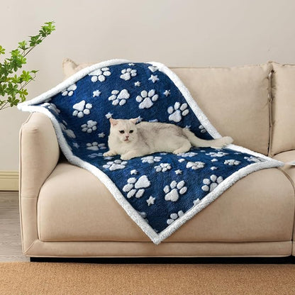 Waterproof Blanket for Dog Puppy Cat, Cute 3D Textured Paw Dog Blanket for Bed by Yaning