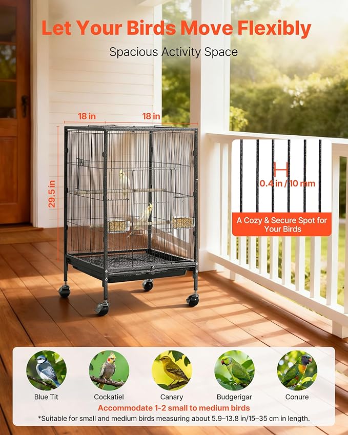 VEVOR Bird Cage, Open Flat Top, Wrought Iron Bird Flight Cage - Image 2