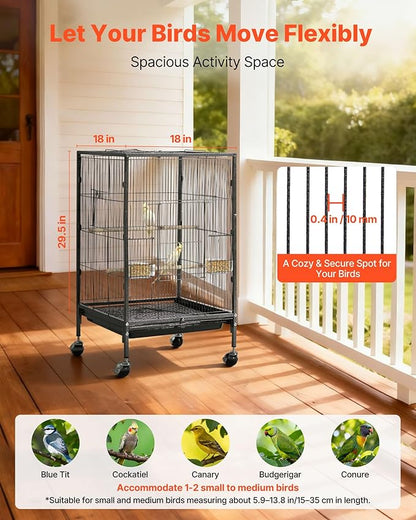 VEVOR Bird Cage, Open Flat Top, Wrought Iron Bird Flight Cage - Image 2