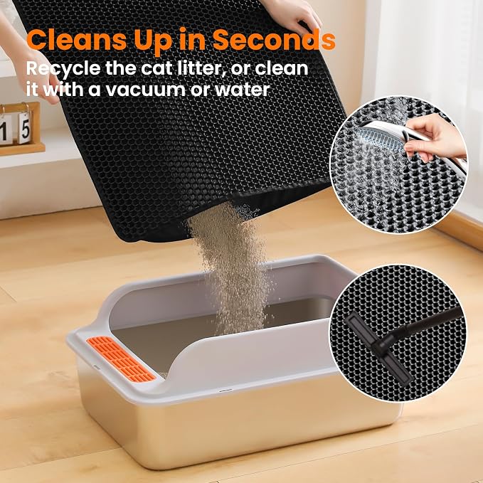Small Cat Litter Mat, 20x14’’ Double Layer Honeycomb Cat Litter Box Mat - Image 5