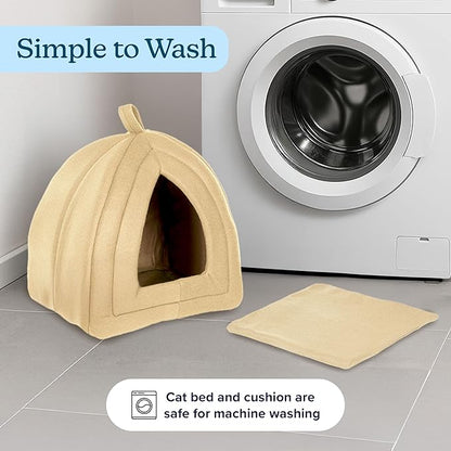 Cat House Indoor Cat Bed with Removable Foam Cushion, Plush Cat Tent Bed - Image 5
