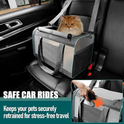 Pet Carrier for Large Cats 20 lbs+ / Soft Sided Small Dog Travel Carriers Top - Image 5