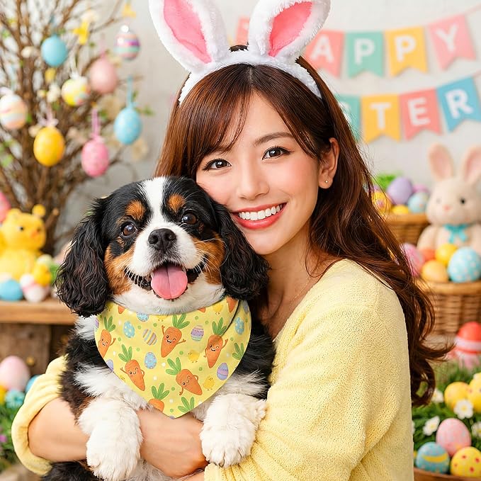 Abbylike 50 Pcs Easter Dog Bandanas Bulk Bunny Egg Carrot Bandanas - Image 6