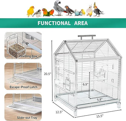 20.5 inch Small Bird Cage, Parrot Cage, Portable Bird Carrier, Travel Carrier - Image 2