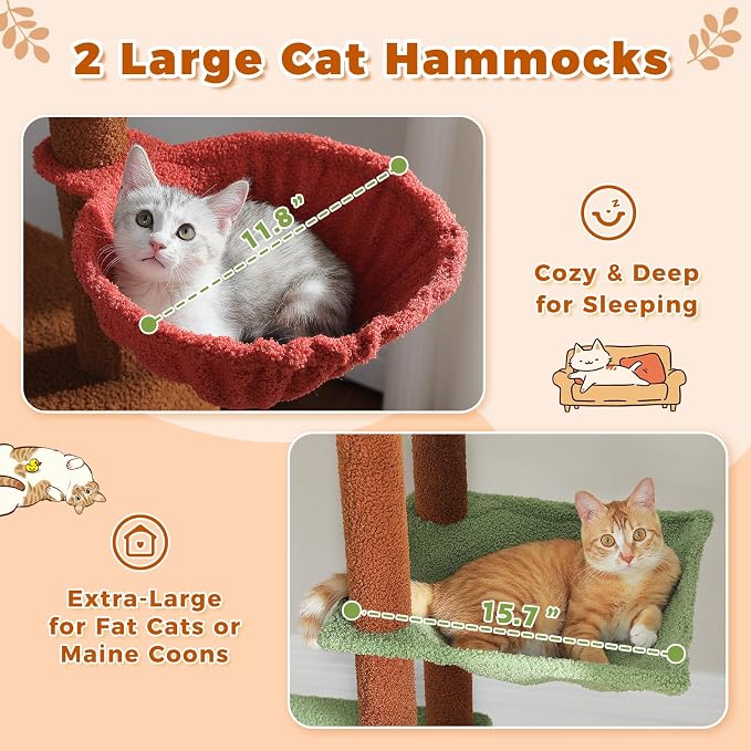 PETEPELA Floor to Ceiling Cat Tree, Adjustable 90.5''-100.4'' Cat Tower - Image 6