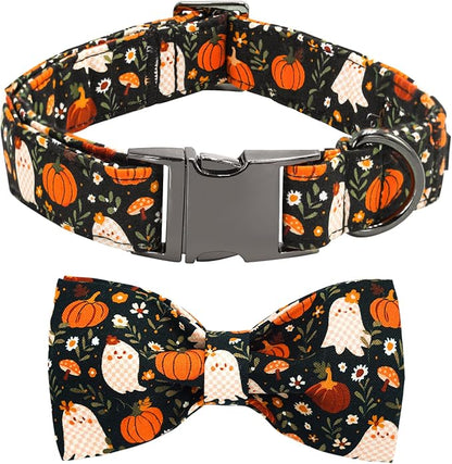 Halloween Dog Collar, Ghost Print Adjustable Pet Collar Fall Pumpkin Cute by BoboRainbow