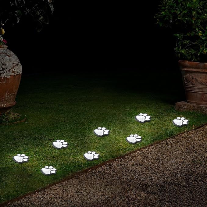 Animal Paw Print Solar Lights Outdoor Garden Decor, 4 Pack Paw Print Lights - Image 6