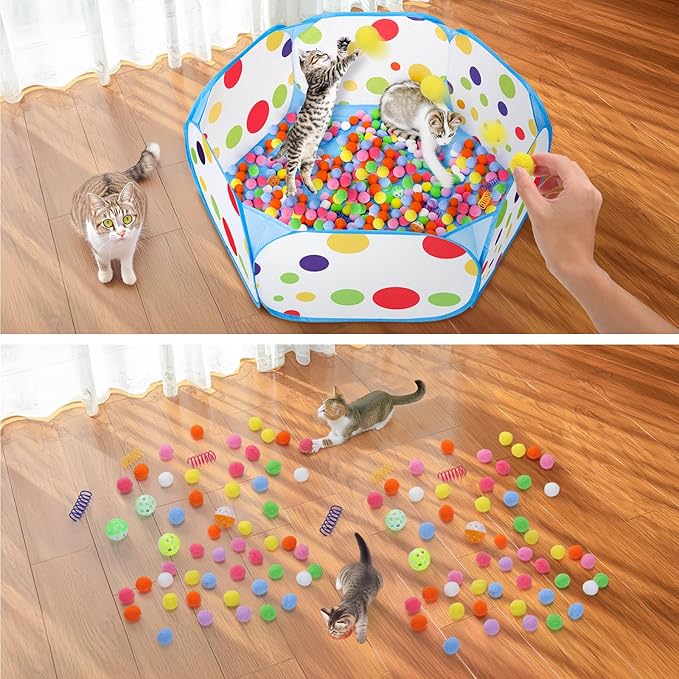 Palksky Ball Pit with 210 Toy Balls and 4 Spring Toys - Image 6
