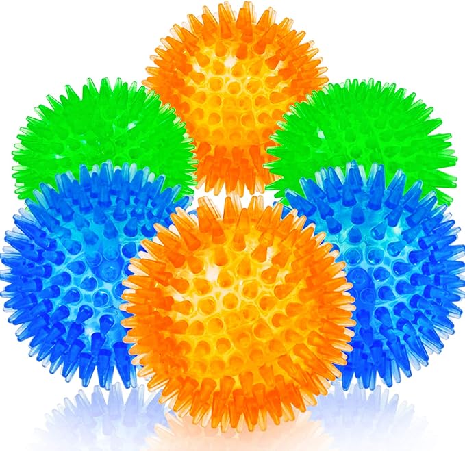 SHARLOVY Squeaky Balls for Pet Small Puppy, 6 Pack TPR Fetch Spike Balls for by SHARLOVY