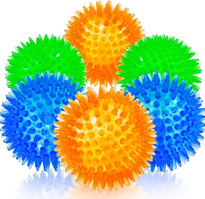 SHARLOVY Squeaky Balls for Pet Small Puppy, 6 Pack TPR Fetch Spike Balls for by SHARLOVY