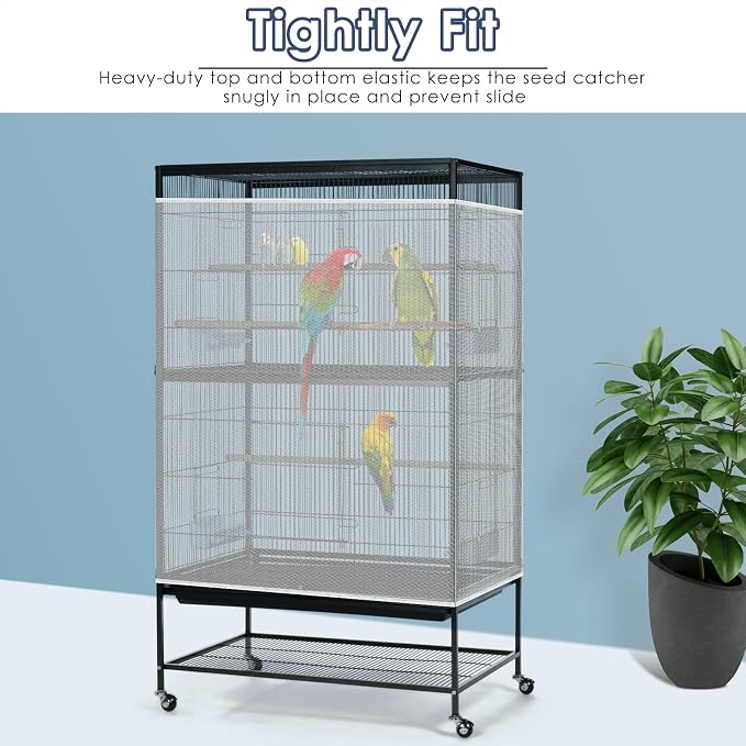 Bissap Bird Cage Seed Catcher, 90-118‘’ Universal Birdcage Net Nylon 31.8'' H - Image 6