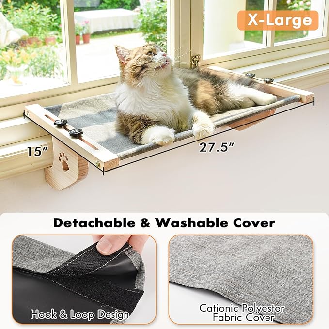 AMOSIJOY Cat Sill Window Perch Sturdy Cat Hammock Window Seat - Image 2
