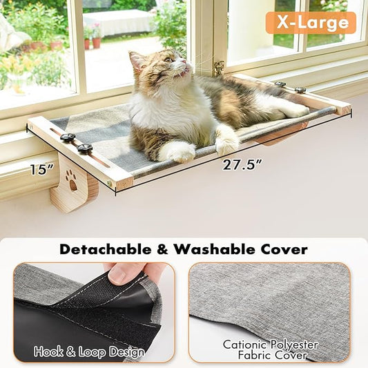 AMOSIJOY Cat Sill Window Perch Sturdy Cat Hammock Window Seat - Image 2