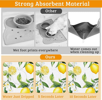 Lemon Feeding Mat, Non-Slip Rubber Backing Mat, Cat Dog Accessories Supplies - Image 3