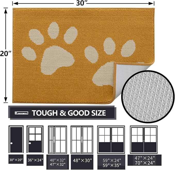 Buganda Dog Door Mat for Muddy Paws, Absorbent Dirt Trapper Washable Indoor - Image 2