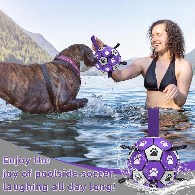 QDAN Dog Toys Soccer Ball with Straps - Image 3