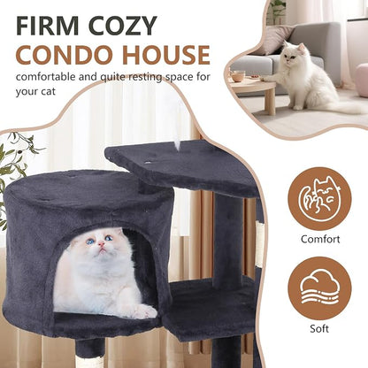 FDW | 36" Cat Tree Tower | Dark Gray | Multi-Level Indoor Activity Center - Image 4