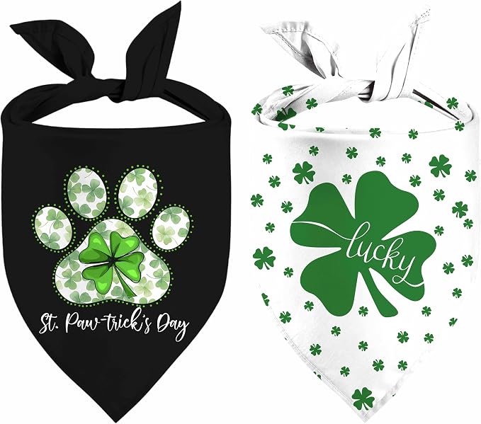 St. Patrick's Day Dog Bandana, 2 Pack Adjustable Holiday Party Pets Saint by XGXHZYLC
