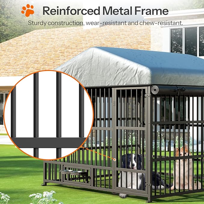 HOOBRO Outdoor Dog Kennel with Cover, 6.6 x 6.6 x 6.4 ft Dog Kennel Outside - Image 7