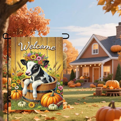 Fall Garden Flag Welcome Calf Animal Garden Flag Farm 12x18 Inch Double Sided - Image 2