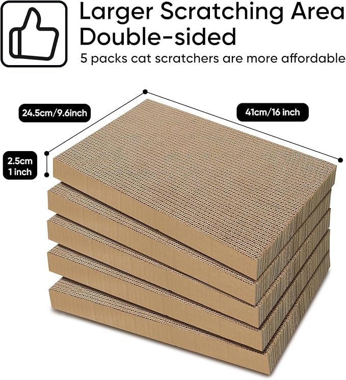 AGYM Cat Scratcher, 5 Packs in 1 Cardboard Box Cat Scratching Pad - Image 2