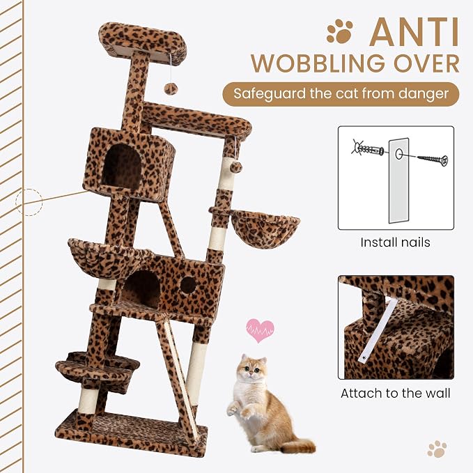 SHA CERLIN 65in Larger Cat Tree Tower Condo - Image 7