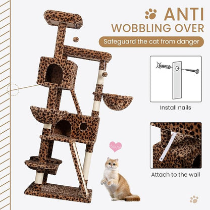 SHA CERLIN 65in Larger Cat Tree Tower Condo - Image 7