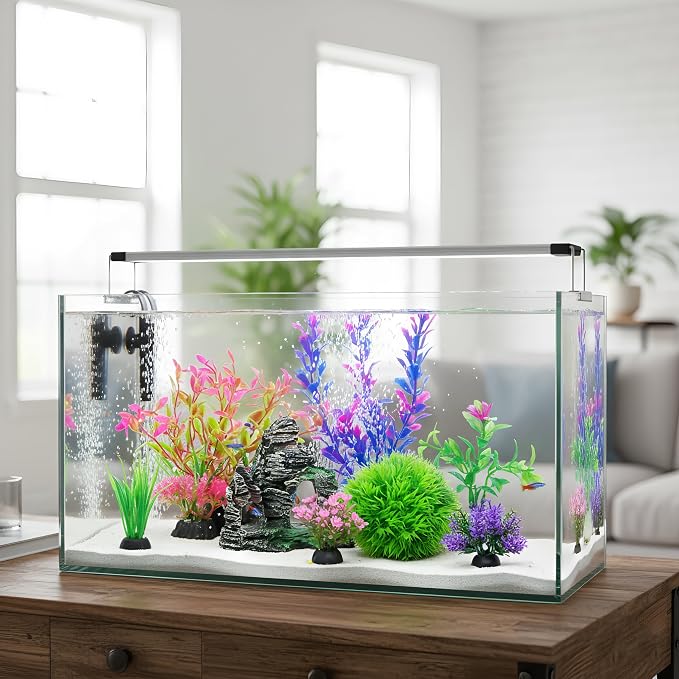 Ameliade Aquarium Artificial Plastic Plants Decorations and Rock Cave Decor Set - Image 7