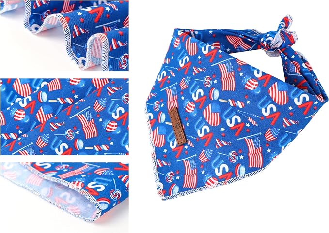 lionet paws Patriotic 4th of July Dog Bandana American Flag - Image 3