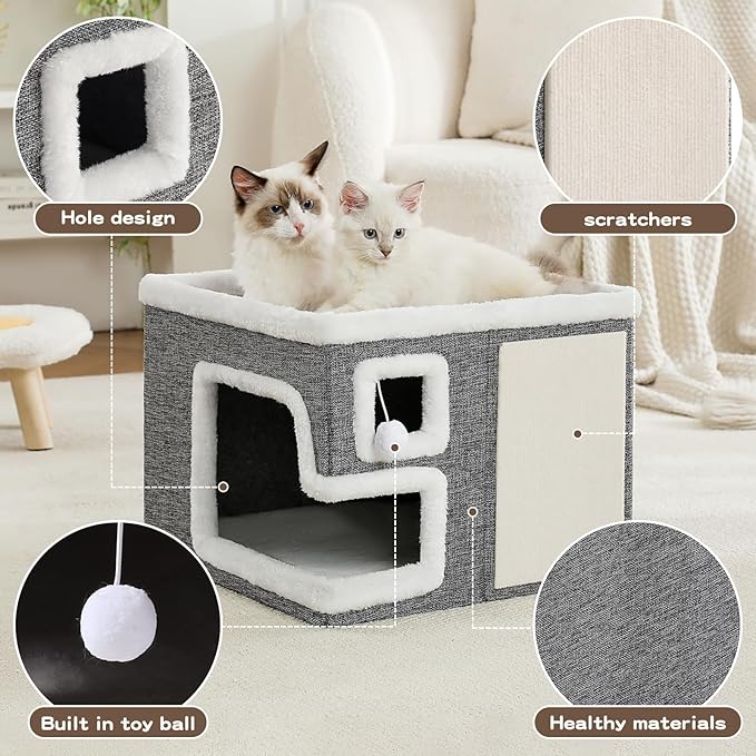 Cat Houses for Indoor Cats, Covered Cave Bed - Image 2