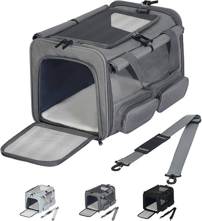 Cat, Dog Carrier for Pets up to 15 lbs, Soft-Sided Collapsible Pet Carrier by Hannadepot