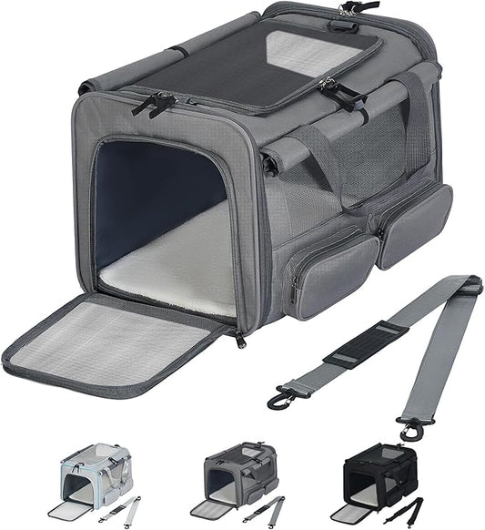 Cat, Dog Carrier for Pets up to 15 lbs, Soft-Sided Collapsible Pet Carrier by Hannadepot