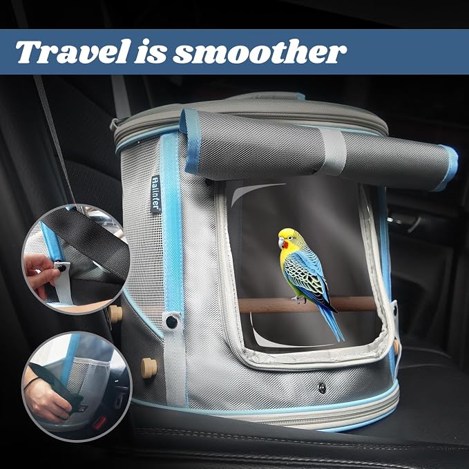 Bird Travel Carrier Cage for Small to Medium Size, Portable Parrot Parakeet - Image 7